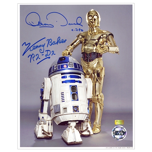 Kenny Baker and Anthony Daniels Autographed 8×10 R2-D2 and C-3PO Studio Photo
