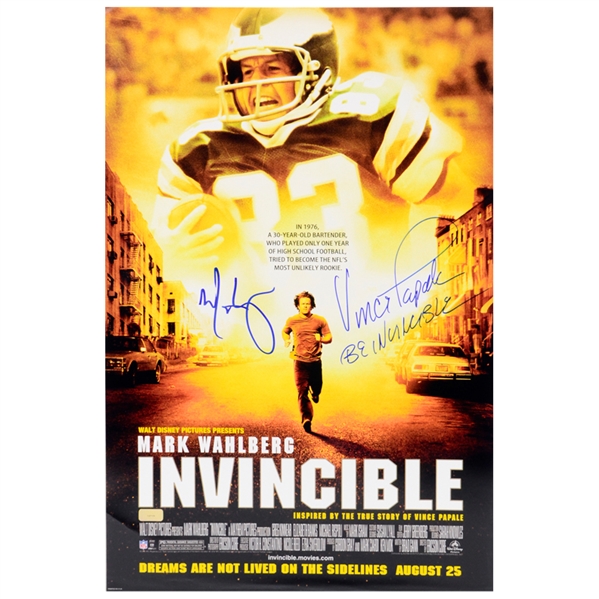 Mark Wahlberg and Vince Papale Autographed 16x24 Invincible Movie Poster