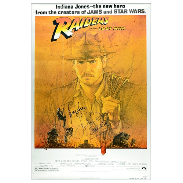 Harrison Ford and John Rhys-Davies Autographed Indiana Jones Raiders of the Lost Ark 27x40 Poster