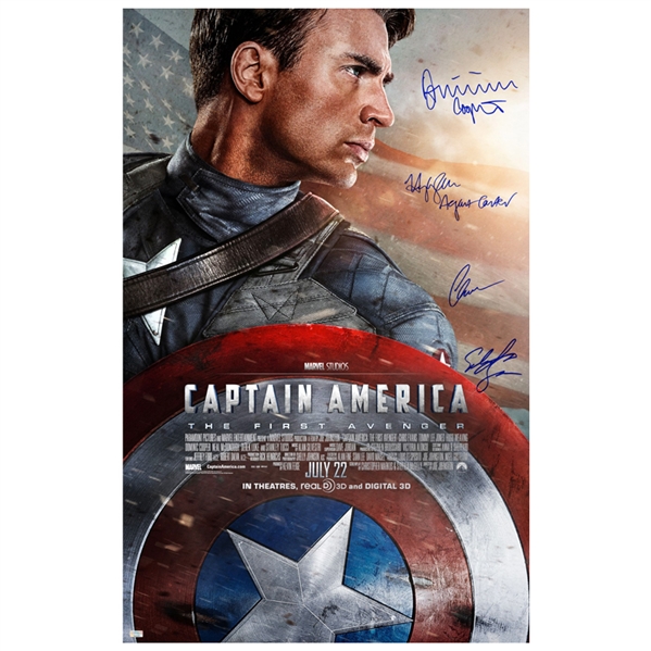 Chris Evans, Sebastian Stan, Hayley Atwell and Dominic Cooper Autographed 27×40 Captain America: The First Avenger Poster