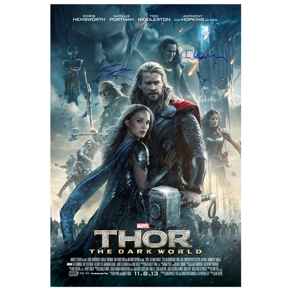 Chris Hemsworth and Tom Hiddleston Autographed 27×40 Thor: The Dark World Original Poster