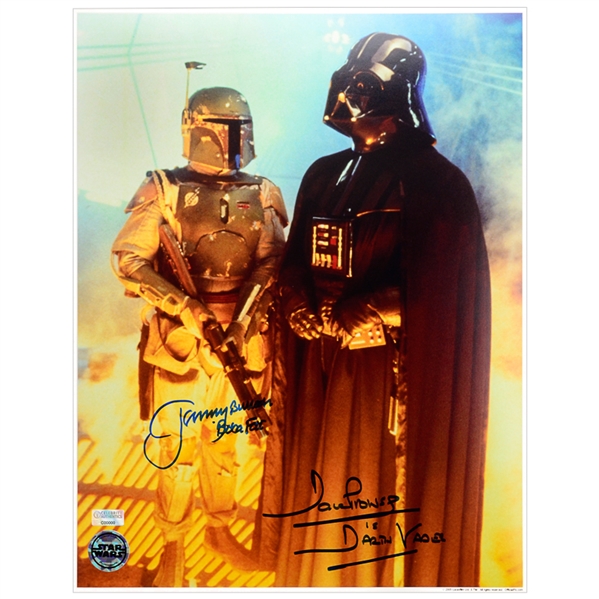 David Prowse and Jeremy Bulloch Autographed 11×14 Darth Vader and Boba Fett Carbon Freezing Chamber Photo