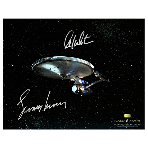 William Shatner and Leonard Nimoy Autographed Star Trek 11x14 USS Enterprise Photo