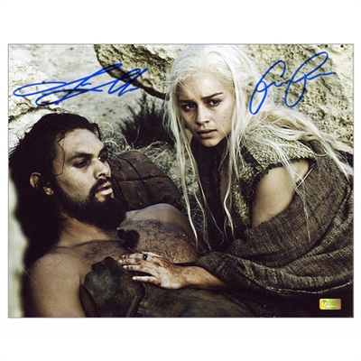 Emilia Clarke and Jason Momoa Autographed 8×10 Game of Thrones Scene Photo