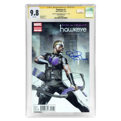 Jeremy Renner Autographed Hawkeye #1 CGC SS 9.8 Mint with Adi Granov Variant Cover