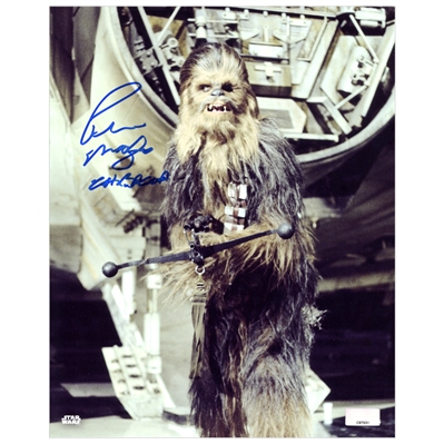 Peter Mayhew Autographed Star Wars A New Hope 8x10 Battle Action Photo with Bowcaster
