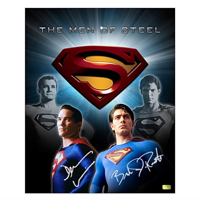 Brandon Routh and Dean Cain Autographed 16×20 The Men of Steel Photo