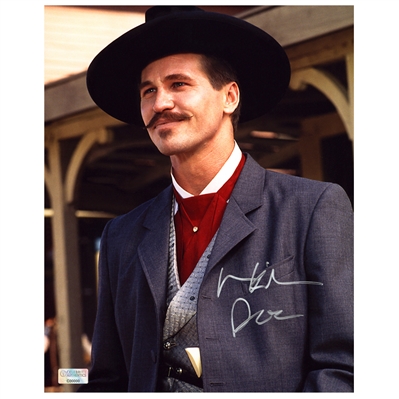 Val Kilmer Autographed Tombstone Doc Holiday 8x10 OK Corral Photo w/ Doc Inscription