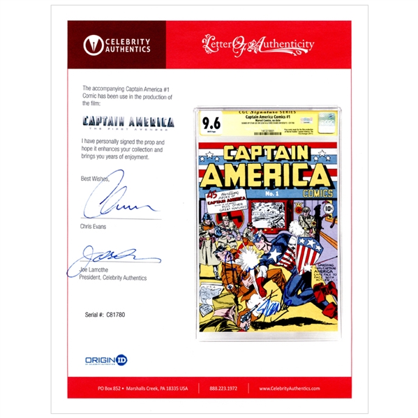 Lot Detail Chris Evans Stan Lee Autographed Screen Used Captain