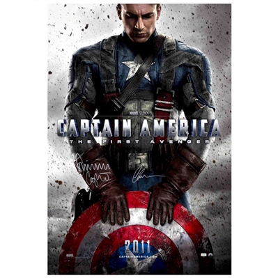 Chris Evans and Dominic Cooper Autographed 27×40 Captain America: The First Avenger Original Movie Poster