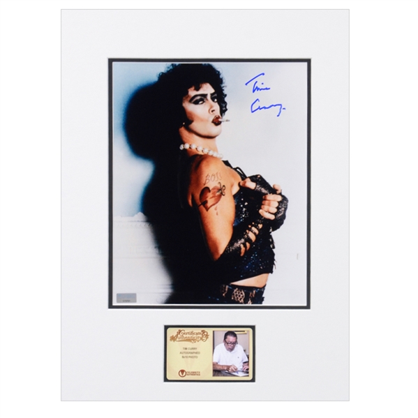 Tim Curry Autographed 1975 The Rocky Horror Picture Show Dr. Frank-N-Furter 8x10 Matted Photo