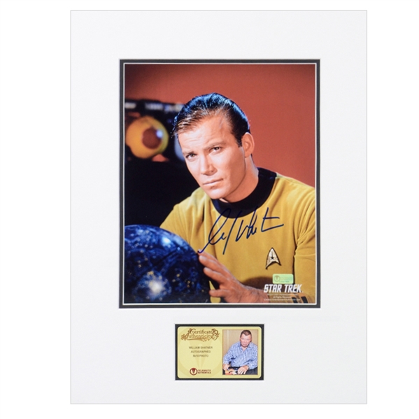  William Shatner Autographed Star Trek Captain Kirk with Star Map 8x10 Matted Photo