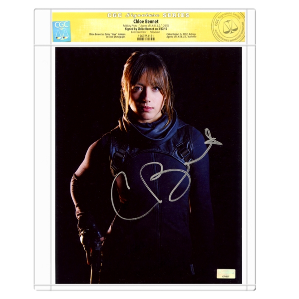 Chloe Bennet Autographed Agents of S.H.I.E.L.D. 8×10 Agent Skye Black Opps Photo * CGC Signature Series
