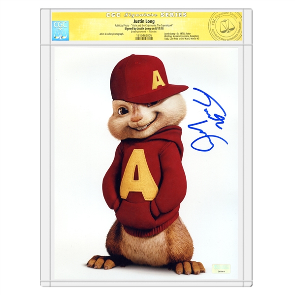 Justin Long Autographed Alvin 8x10 Photo *CGC Signature Series