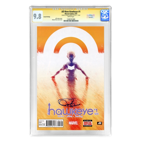 Jeremy Renner Autographed Marvel All-New Hawkeye #1 Second Printing CGC SS Signature Series 9.8 Comic