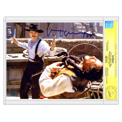 Val Kilmer Autographed Tombstone Doc Holliday Shootout 8x10 Photo with Doc Inscription * CGC Signature Series