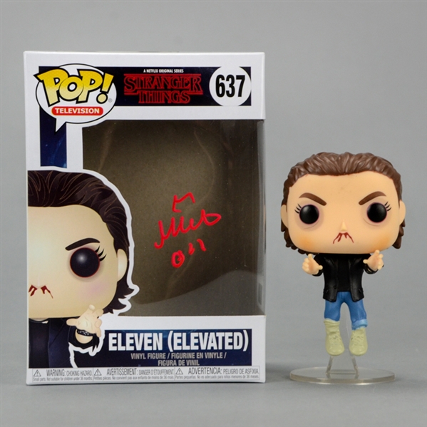 Millie Bobby Brown Autographed Stranger Things Eleven-Elevated POP Vinyl Figure #637 with 011 Inscription
