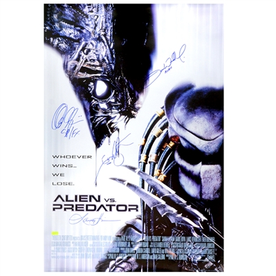 Lance Henricksen, Ian Whyte, Tom Woodruff Jr., Alec Gillis Autographed 2004 AVP: Aliens vs Predator 27×40 S/S Movie Poster