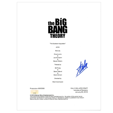 Stan Lee Autographed The Big Bang Theory The Excelsior Acquisition Script Cover