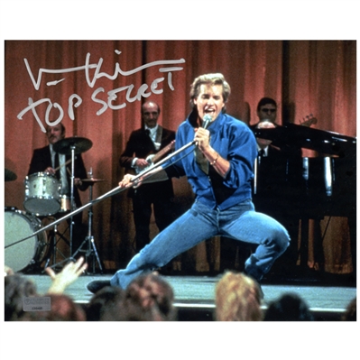 Val Kilmer Autographed 8×10 Singing Photo with Top Secret Inscription 