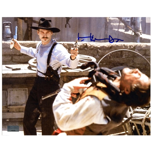 Val Kilmer Autographed Tombstone Doc Holliday OK Corral Gunfight 8×10 Photo with Doc Inscription