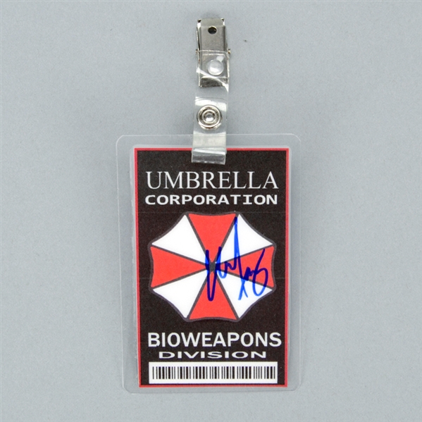 Michelle Rodriguez Autographed Resident Evil Umbrella Corporation Bioweapons Division Badge