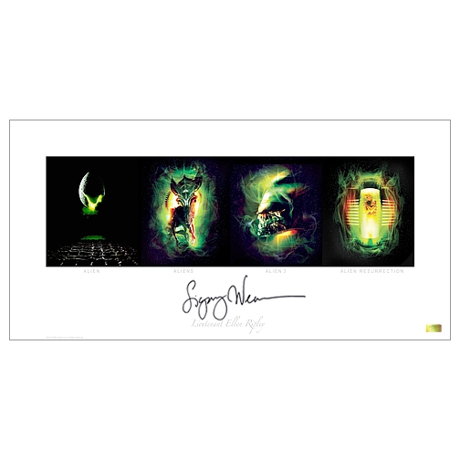 Sigourney Weaver Autographed 12×24 Alien Quad Art Print- Proof
