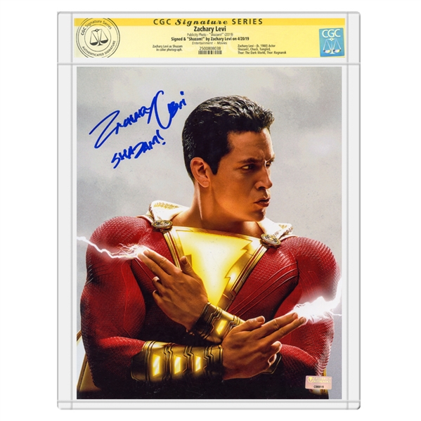 Zachary Levi Autographed Shazam! Sparkle Fingers 8x10 Photo * CGC Signature Series
