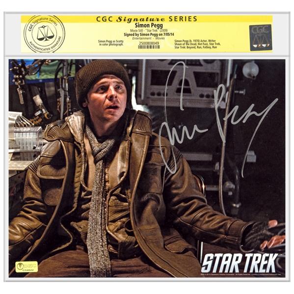 Simon Pegg Autographed Star Trek (2009) Scotty Outpost 8x10 Photo * CGC Signature Series