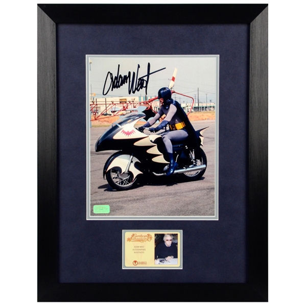 Adam West Autographed Classic Batman Batcycle 8x10 Framed Photo