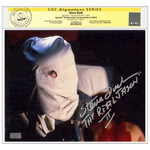 Steve Dash Autographed Friday the 13th Part 2 8x10 Jason Voorhees Photo * CGC Signature Series