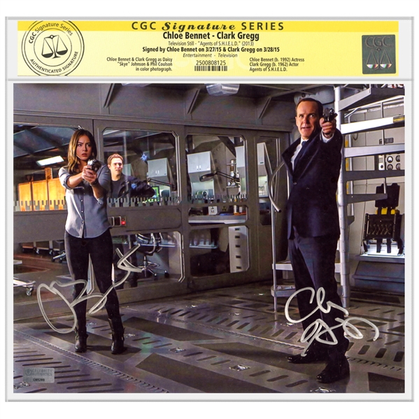 Clark Gregg, Chloe Bennet Autographed Agents of S.H.I.E.L.D 8x10 Scene Photo * CGC Signature Series