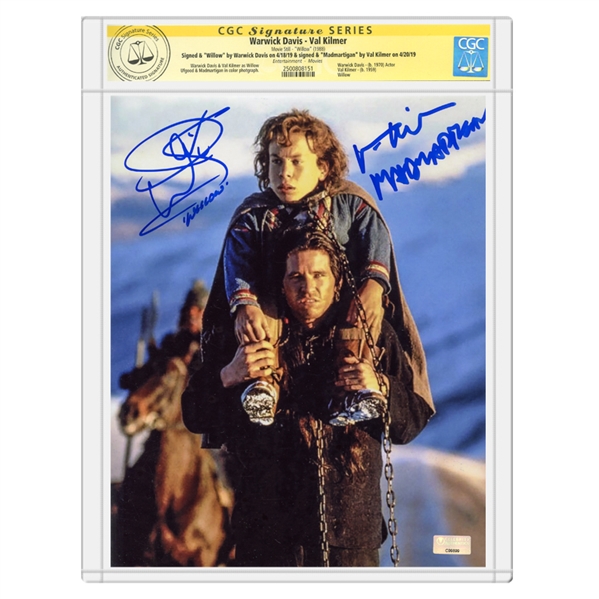 Warwick Davis, Val Kilmer Autographed Willow 8x10 Scene Photo * CGC Signature Series