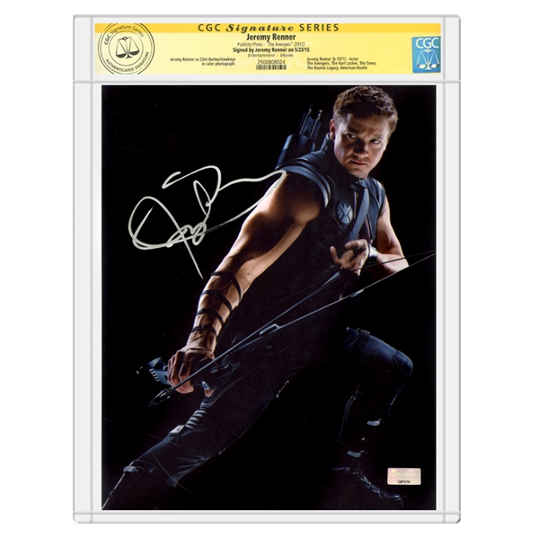 Jeremy Renner Autographed Marvels The Avengers Hawkeye 8×10 Photo * CGC Signature Series