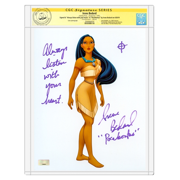 Irene Bedard Autographed Walt Disneys Pocahontas 8x10 Photo * CGC Signature Series