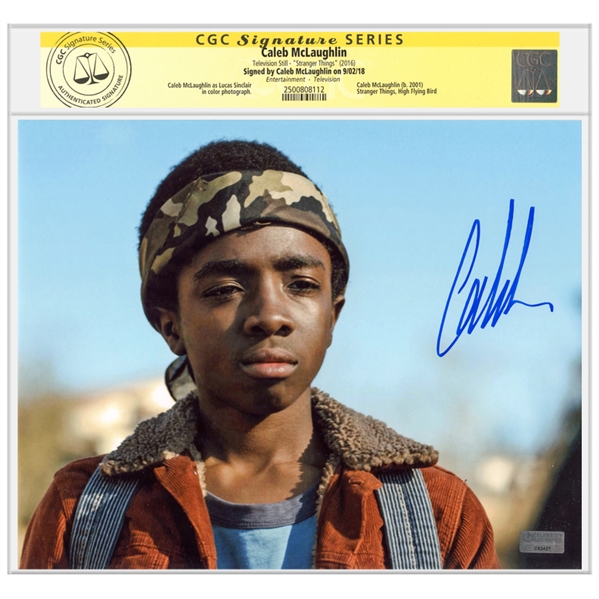 Caleb McLaughlin Autographed Stranger Things Lucas 8x10 Scene Photo  * CGC Signature Series