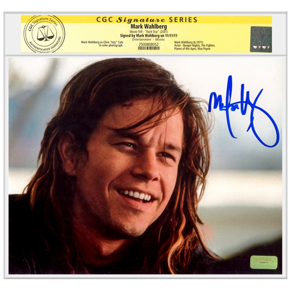 Mark Wahlberg Autographed 2001 Rock Star Chris "Izzy" Cole 8x10 Photo * CGC Signature Series