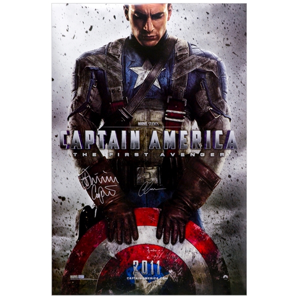 Chris Evans, Dominic Cooper Autographed 2011 Captain America: The First Avenger 27x40 Double Sided Original Movie Poster