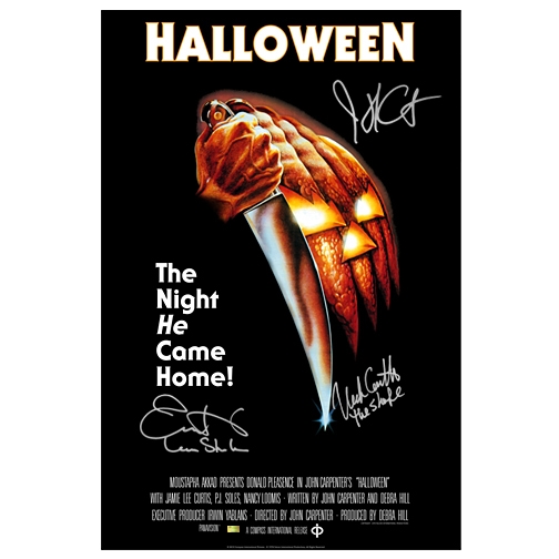 Jamie Lee Curtis, John Carpenter, Nick Castle Autographed 16x24 Classic 1987 Halloween Poster Proof - LAST ONE!