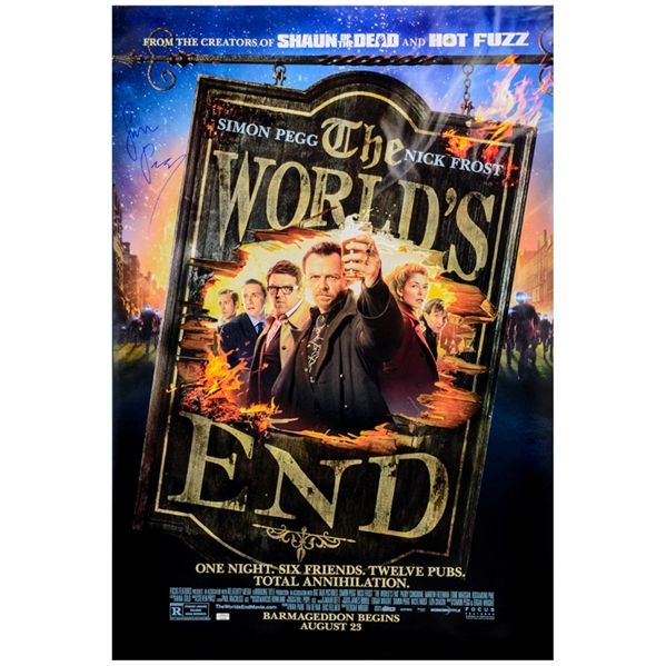 Simon Pegg Autographed 2013 The Worlds End Original 27x40 Double-Sided Movie Poster