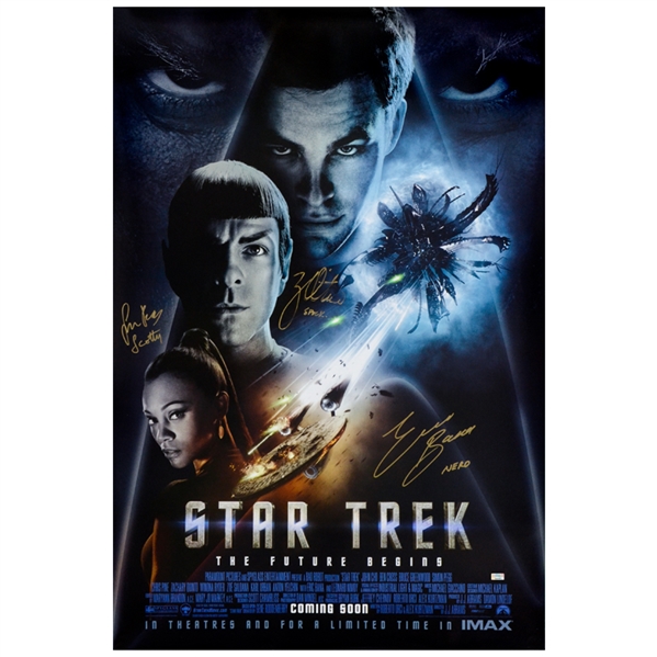 Zachary Quinto, Eric Bana, Simon Pegg Autographed 2009 Star Trek Original 27x40 Double-Sided Movie Poster