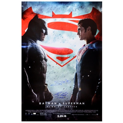 Gal Gadot, Ray Fisher Autographed Batman v Superman: Dawn of Justice Original 27x40 Double-Sided Movie Poster