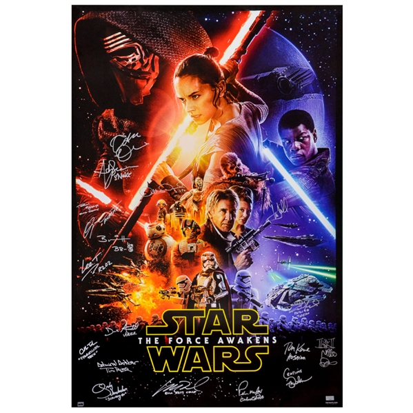 Mark Hamill, Adam Driver, Andy Serkis, Gwendoline Christie and Star Wars Cast Autographed 2015 Star Wars: The Force Awakens 27x40 Single-Sided Movie Poster