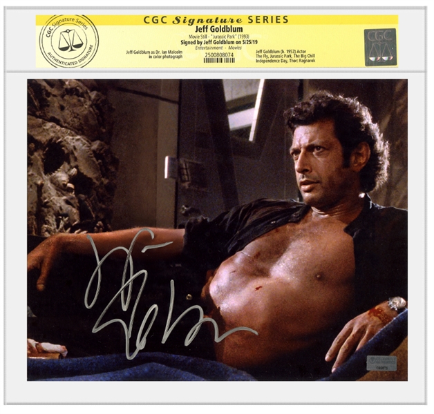 Jeff Goldblum Autographed Jurassic Park Dr Ian Malcolm 8x10 Photo * CGC Signature Series