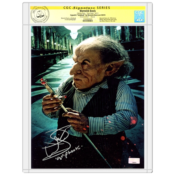 Warwick Davis Autographed Harry Potter Griphook 8x10 Photo * CGC Signature Series