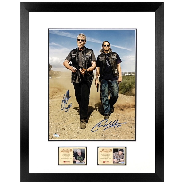 Charlie Hunnam, Ron Perlman Autographed Sons of Anarchy Men of Mayhem 11x14 Framed Photo