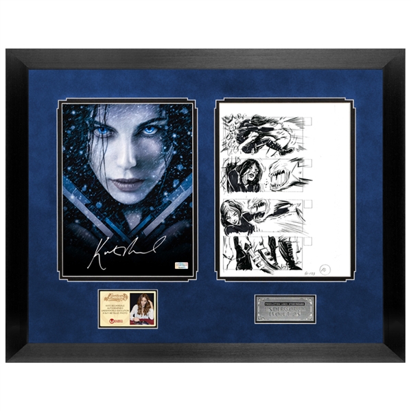 Kate Beckinsale Autographed 2006 Underworld Evolution 8.5x11 Metallic Photo and Production Used Storyboard Framed Set with Kate Beckinsale Signed Letter of Authenticity