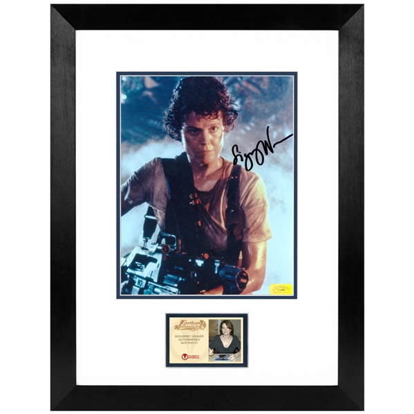 Sigourney Weaver Autographed Aliens Lt. Ripley Battle Ready 8x10 Framed Photo