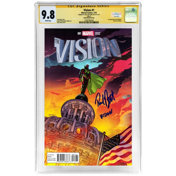Paul Bettany Autographed 2016 The Vision #1 Sook Variant Cover CGC Signature Series SS 9.8 Mint