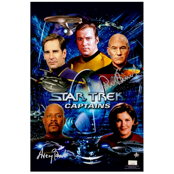 Patrick Stewart, Avery Brooks Autographed Star Trek Captains 10×15 Photo